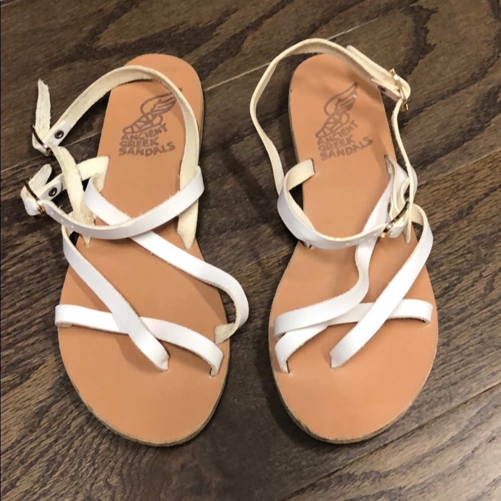 Ancient Greek Sandals White Strappy Sandals